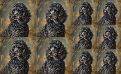 DecoCraft - Scenic Tiles Series - Oil Painting Pets - Poodle - Black