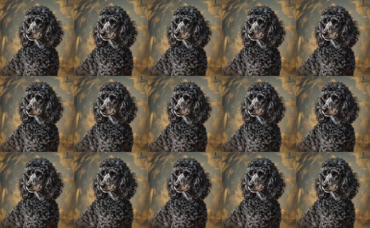 DecoCraft - Scenic Tiles Series - Oil Painting Pets - Poodle - Black