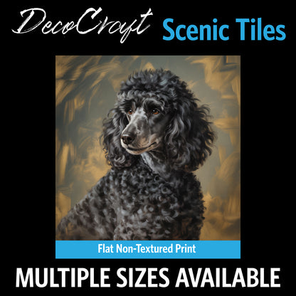 DecoCraft - Scenic Tiles Series - Oil Painting Pets - Poodle - Black