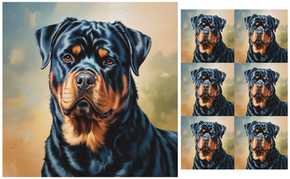 DecoCraft - Scenic Tiles Series - Oil Painting Pets - Rottweiler