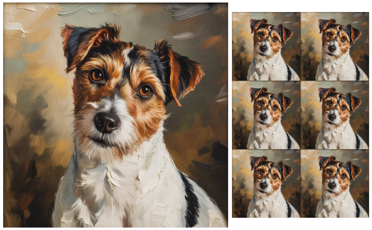 DecoCraft - Scenic Tiles Series - Oil Painting Pets - Russell Terrier