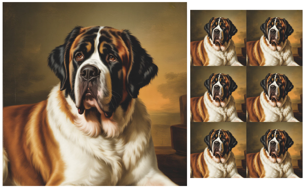 DecoCraft - Scenic Tiles Series - Oil Painting Pets - Saint Bernard