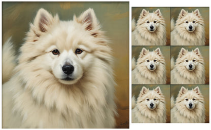 DecoCraft - Scenic Tiles Series - Oil Painting Pets - Samoyed