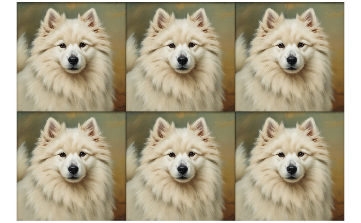 DecoCraft - Scenic Tiles Series - Oil Painting Pets - Samoyed