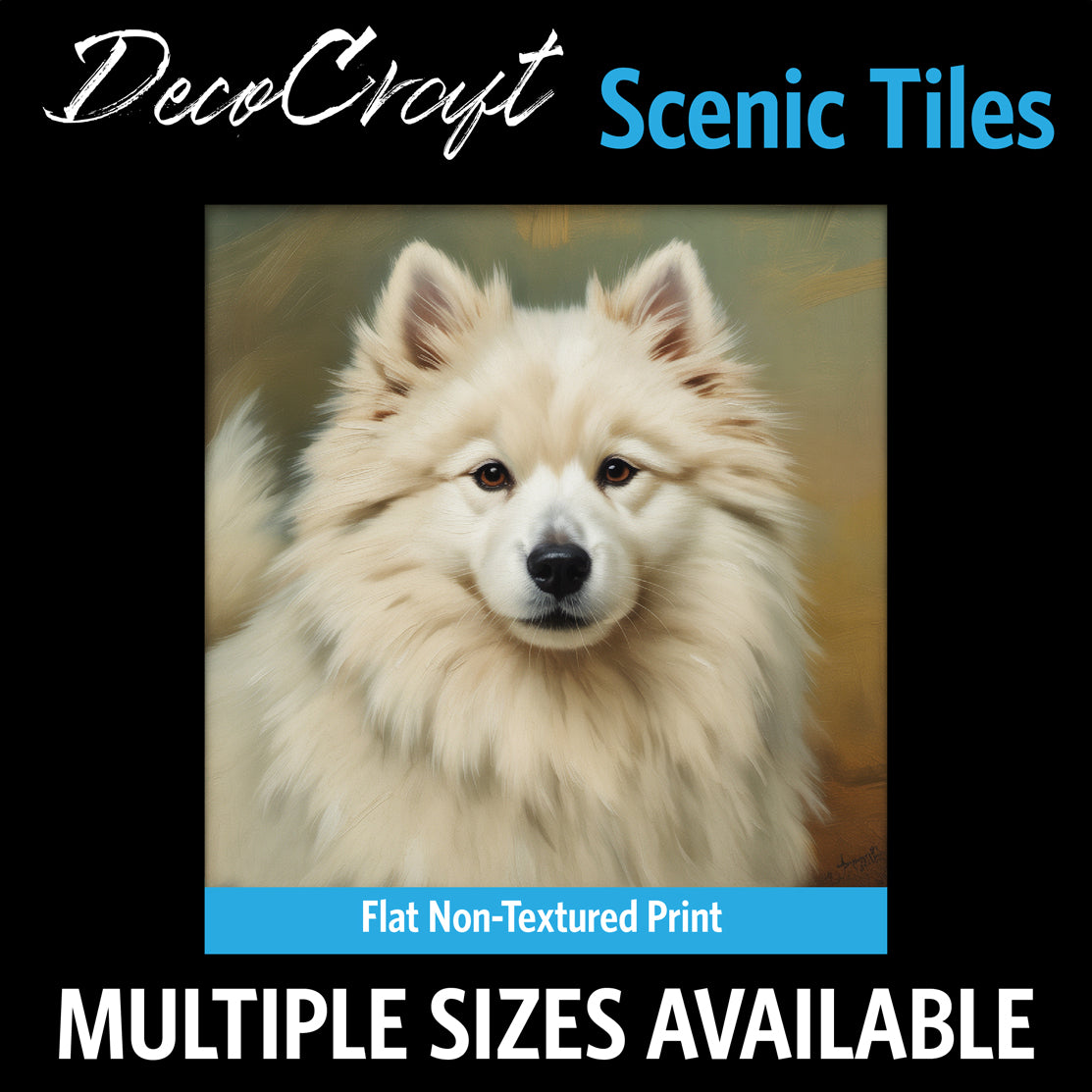 DecoCraft - Scenic Tiles Series - Oil Painting Pets - Samoyed