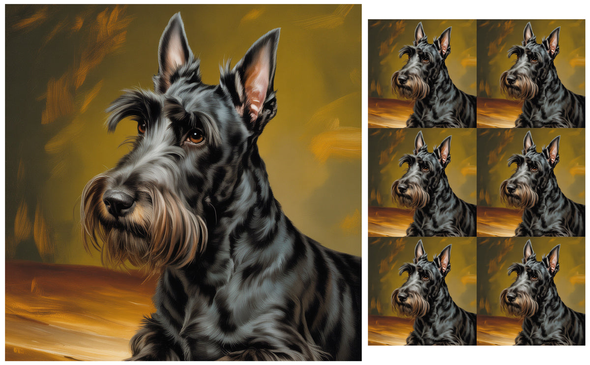 DecoCraft - Scenic Tiles Series - Oil Painting Pets - Scottish Terrier