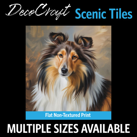 DecoCraft - Scenic Tiles Series - Oil Painting Pets - Shetland Sheepdog