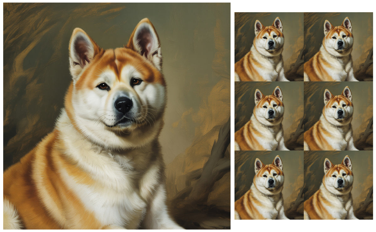 DecoCraft - Scenic Tiles Series - Oil Painting Pets - Akita