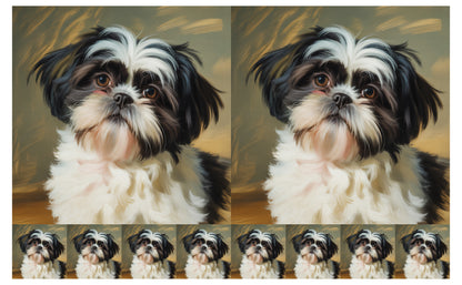 DecoCraft - Scenic Tiles Series - Oil Painting Pets - Shih Tzu - Black and White