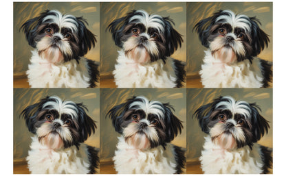 DecoCraft - Scenic Tiles Series - Oil Painting Pets - Shih Tzu - Black and White