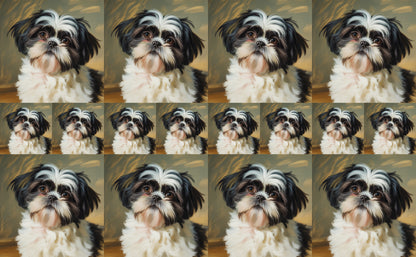 DecoCraft - Scenic Tiles Series - Oil Painting Pets - Shih Tzu - Black and White