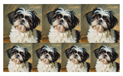 DecoCraft - Scenic Tiles Series - Oil Painting Pets - Shih Tzu - Black and White