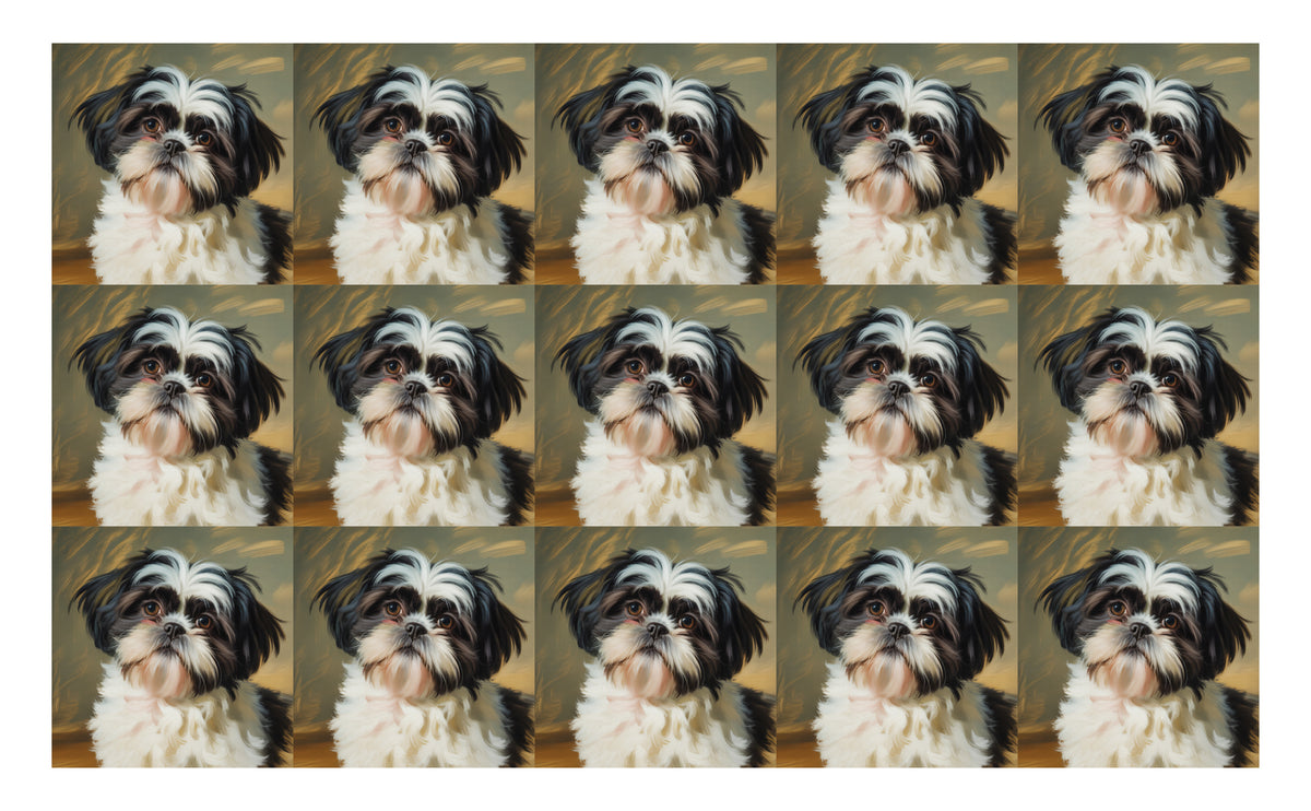DecoCraft - Scenic Tiles Series - Oil Painting Pets - Shih Tzu - Black and White