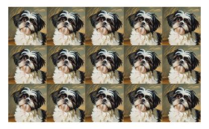 DecoCraft - Scenic Tiles Series - Oil Painting Pets - Shih Tzu - Black and White