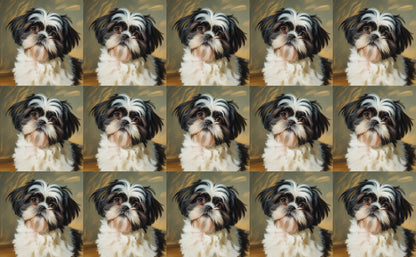 DecoCraft - Scenic Tiles Series - Oil Painting Pets - Shih Tzu - Black and White
