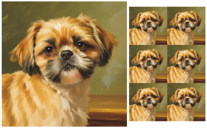 DecoCraft - Scenic Tiles Series - Oil Painting Pets - Shih Tzu - Tan