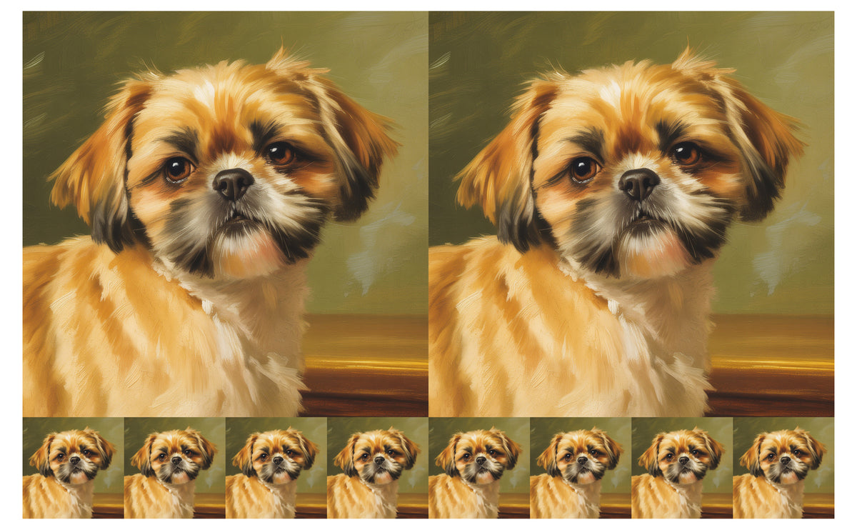 DecoCraft - Scenic Tiles Series - Oil Painting Pets - Shih Tzu - Tan