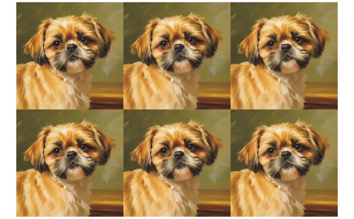 DecoCraft - Scenic Tiles Series - Oil Painting Pets - Shih Tzu - Tan
