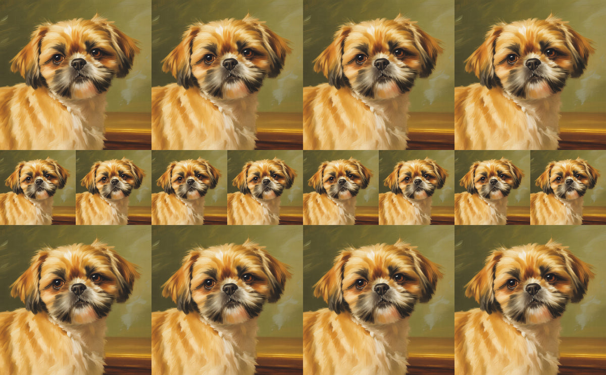 DecoCraft - Scenic Tiles Series - Oil Painting Pets - Shih Tzu - Tan