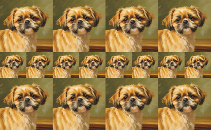 DecoCraft - Scenic Tiles Series - Oil Painting Pets - Shih Tzu - Tan