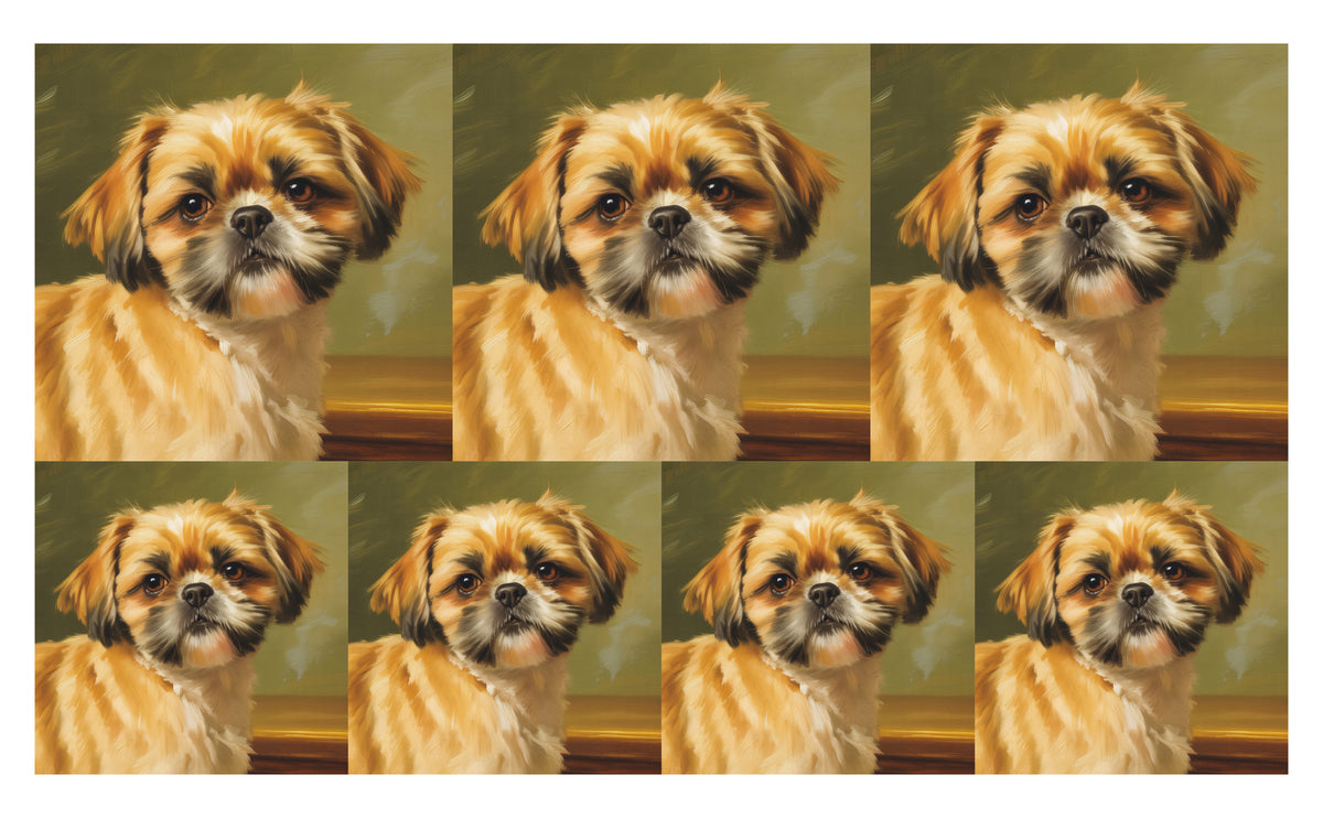 DecoCraft - Scenic Tiles Series - Oil Painting Pets - Shih Tzu - Tan
