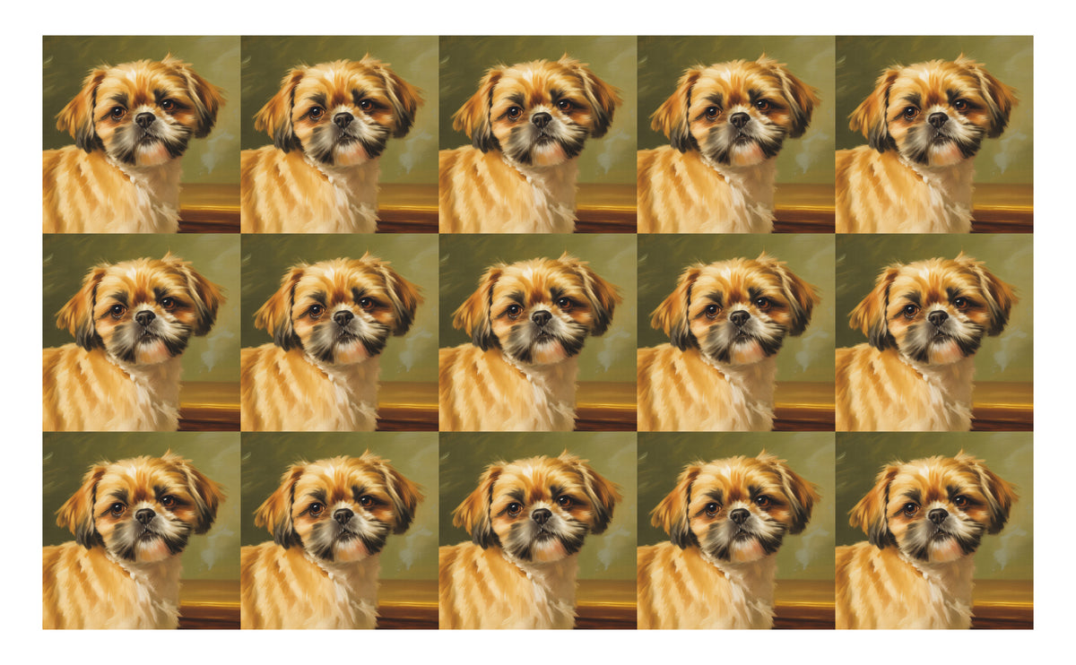 DecoCraft - Scenic Tiles Series - Oil Painting Pets - Shih Tzu - Tan