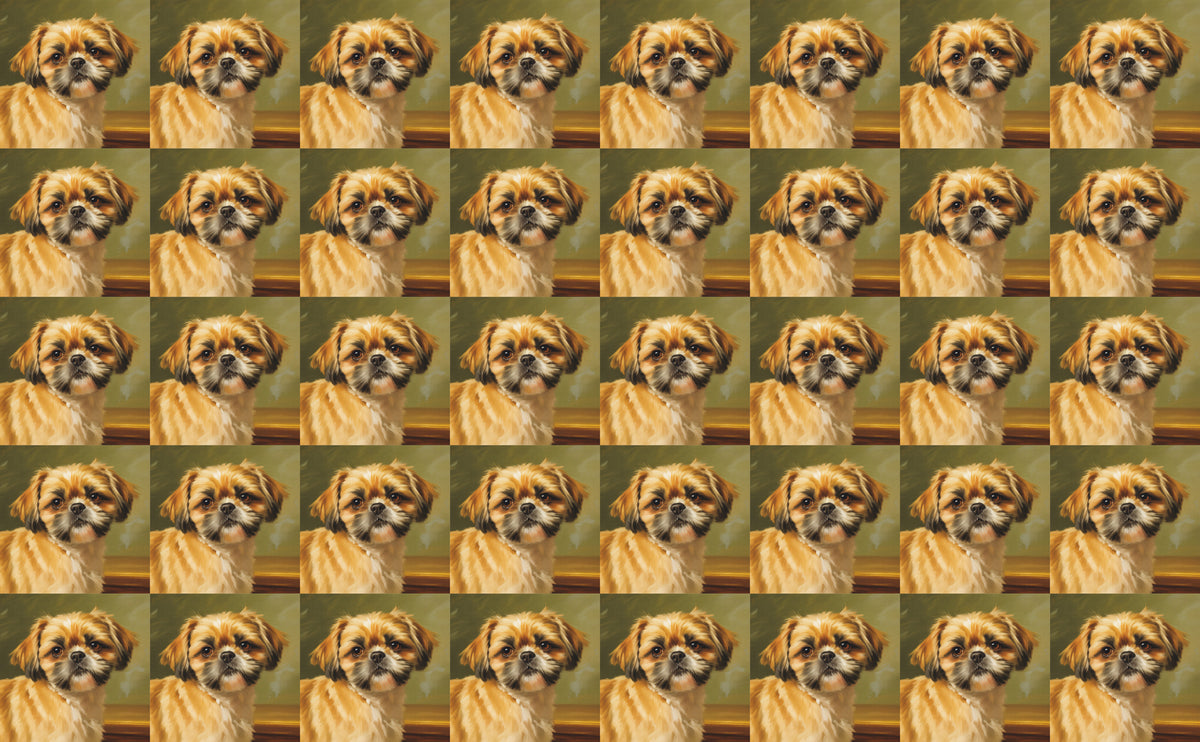 DecoCraft - Scenic Tiles Series - Oil Painting Pets - Shih Tzu - Tan
