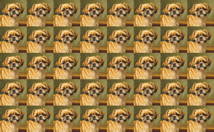 DecoCraft - Scenic Tiles Series - Oil Painting Pets - Shih Tzu - Tan