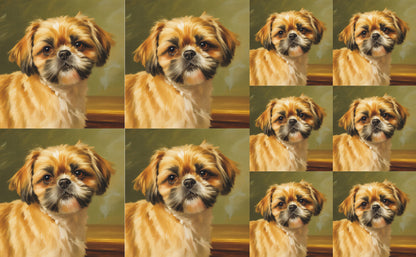 DecoCraft - Scenic Tiles Series - Oil Painting Pets - Shih Tzu - Tan
