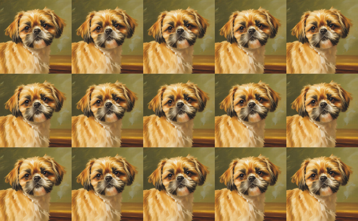 DecoCraft - Scenic Tiles Series - Oil Painting Pets - Shih Tzu - Tan