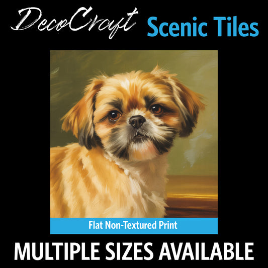 DecoCraft - Scenic Tiles Series - Oil Painting Pets - Shih Tzu - Tan