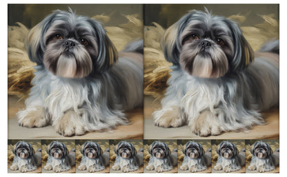DecoCraft - Scenic Tiles Series - Oil Painting Pets - Shih Tzu - Gray