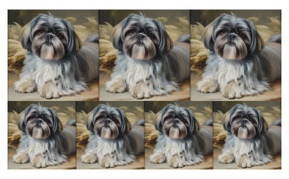 DecoCraft - Scenic Tiles Series - Oil Painting Pets - Shih Tzu - Gray