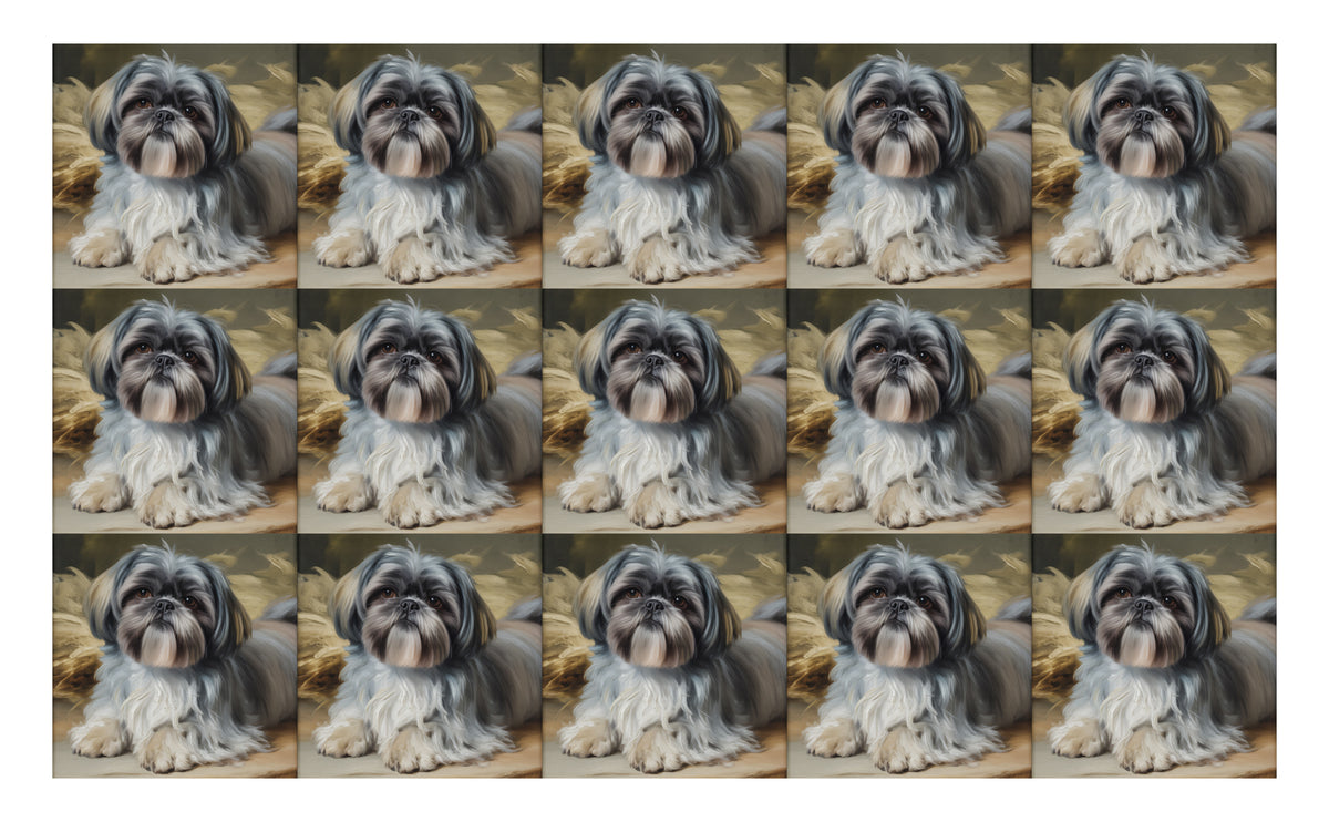 DecoCraft - Scenic Tiles Series - Oil Painting Pets - Shih Tzu - Gray