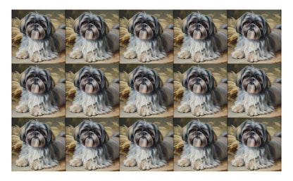 DecoCraft - Scenic Tiles Series - Oil Painting Pets - Shih Tzu - Gray