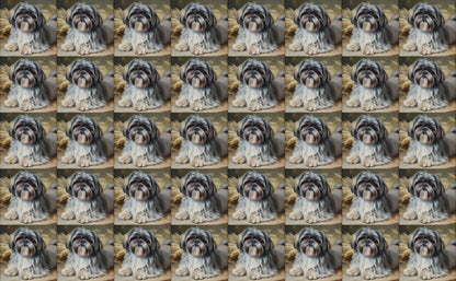 DecoCraft - Scenic Tiles Series - Oil Painting Pets - Shih Tzu - Gray