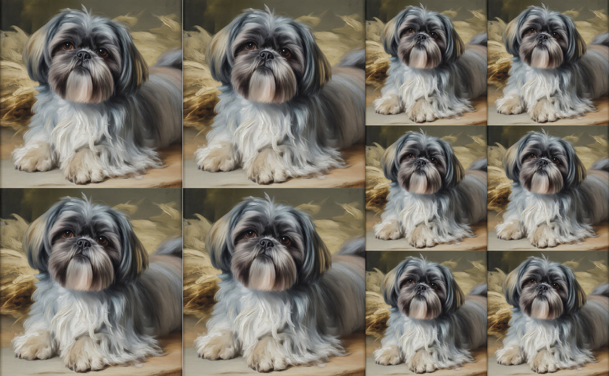 DecoCraft - Scenic Tiles Series - Oil Painting Pets - Shih Tzu - Gray