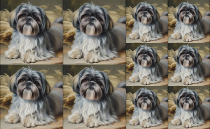 DecoCraft - Scenic Tiles Series - Oil Painting Pets - Shih Tzu - Gray