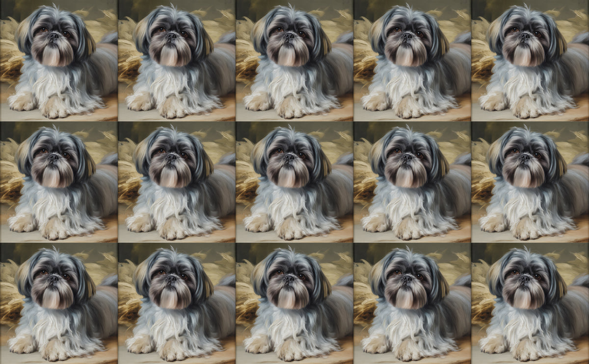 DecoCraft - Scenic Tiles Series - Oil Painting Pets - Shih Tzu - Gray