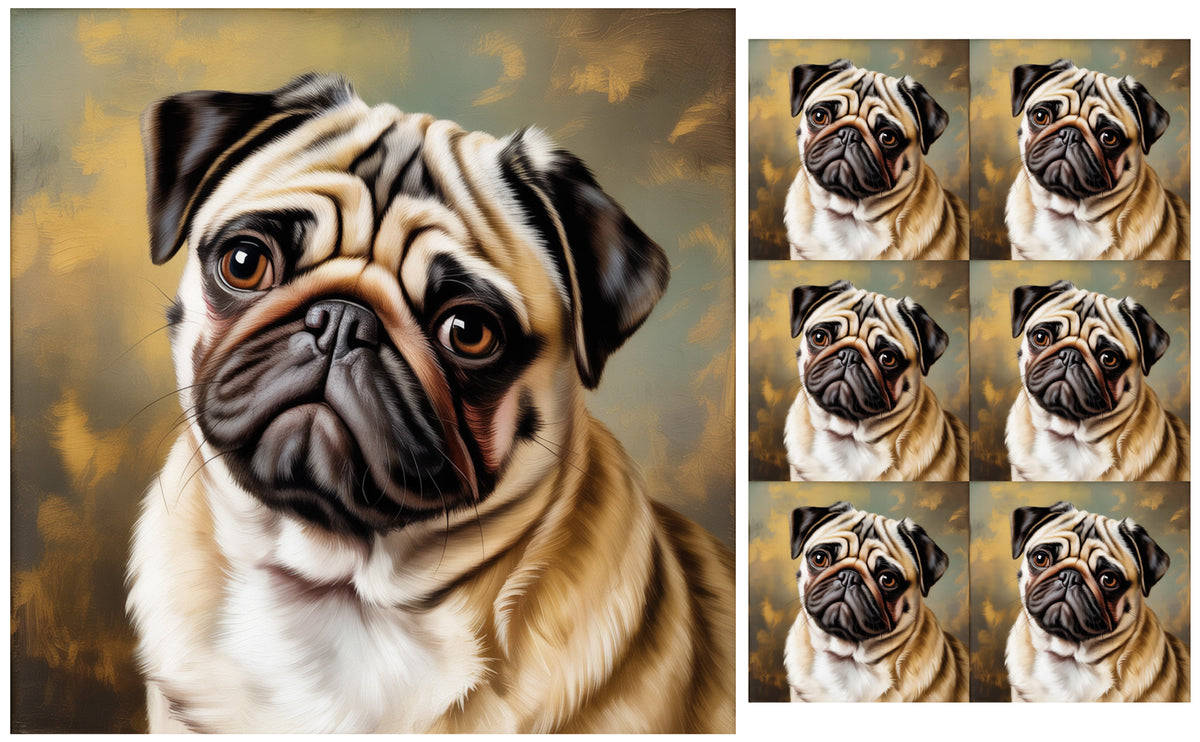DecoCraft - Scenic Tiles Series - Oil Painting Pets - Pug