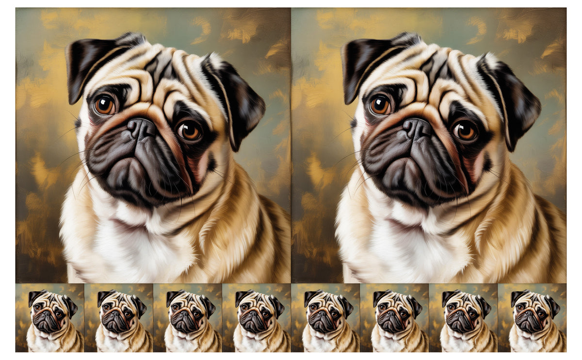 DecoCraft - Scenic Tiles Series - Oil Painting Pets - Pug