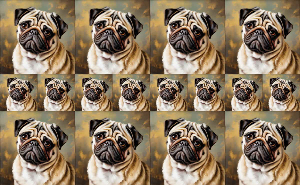 DecoCraft - Scenic Tiles Series - Oil Painting Pets - Pug