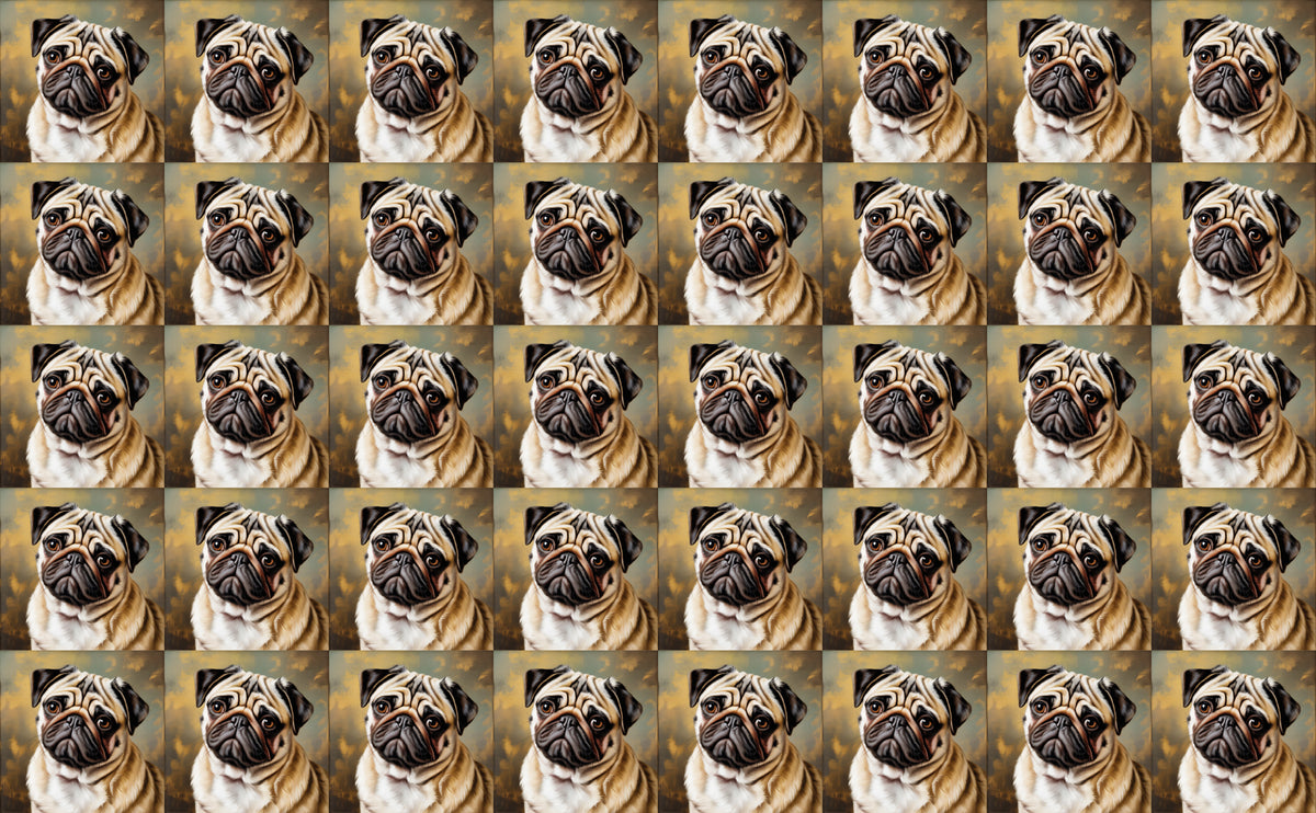 DecoCraft - Scenic Tiles Series - Oil Painting Pets - Pug