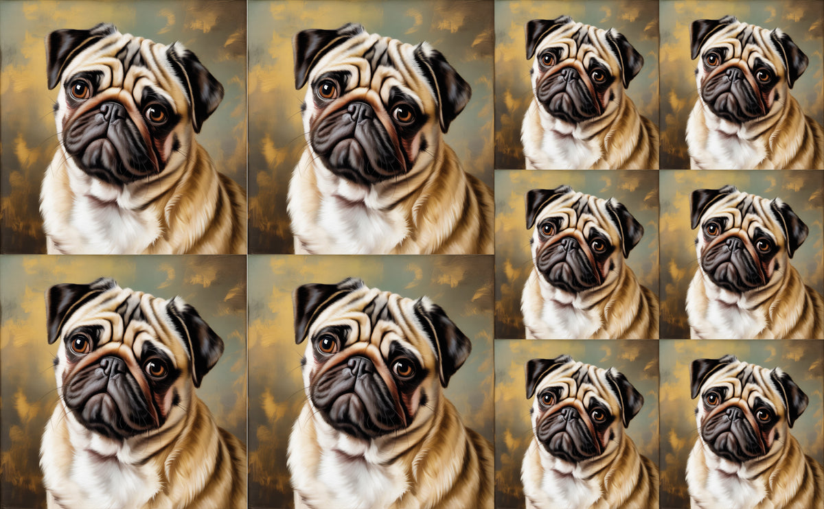 DecoCraft - Scenic Tiles Series - Oil Painting Pets - Pug
