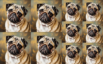 DecoCraft - Scenic Tiles Series - Oil Painting Pets - Pug