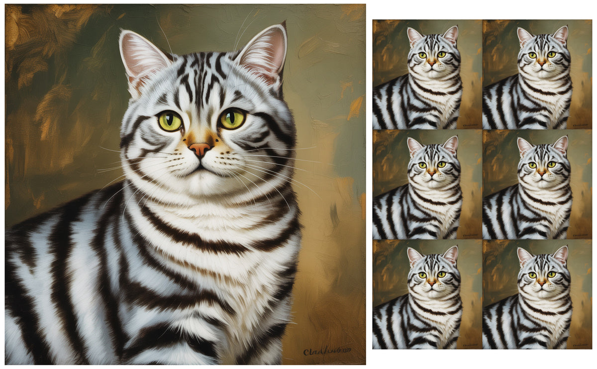 DecoCraft - Scenic Tiles Series - Oil Painting Pets - American Shorthair