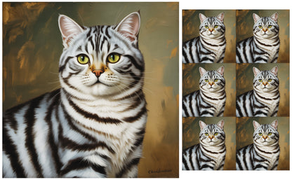 DecoCraft - Scenic Tiles Series - Oil Painting Pets - American Shorthair