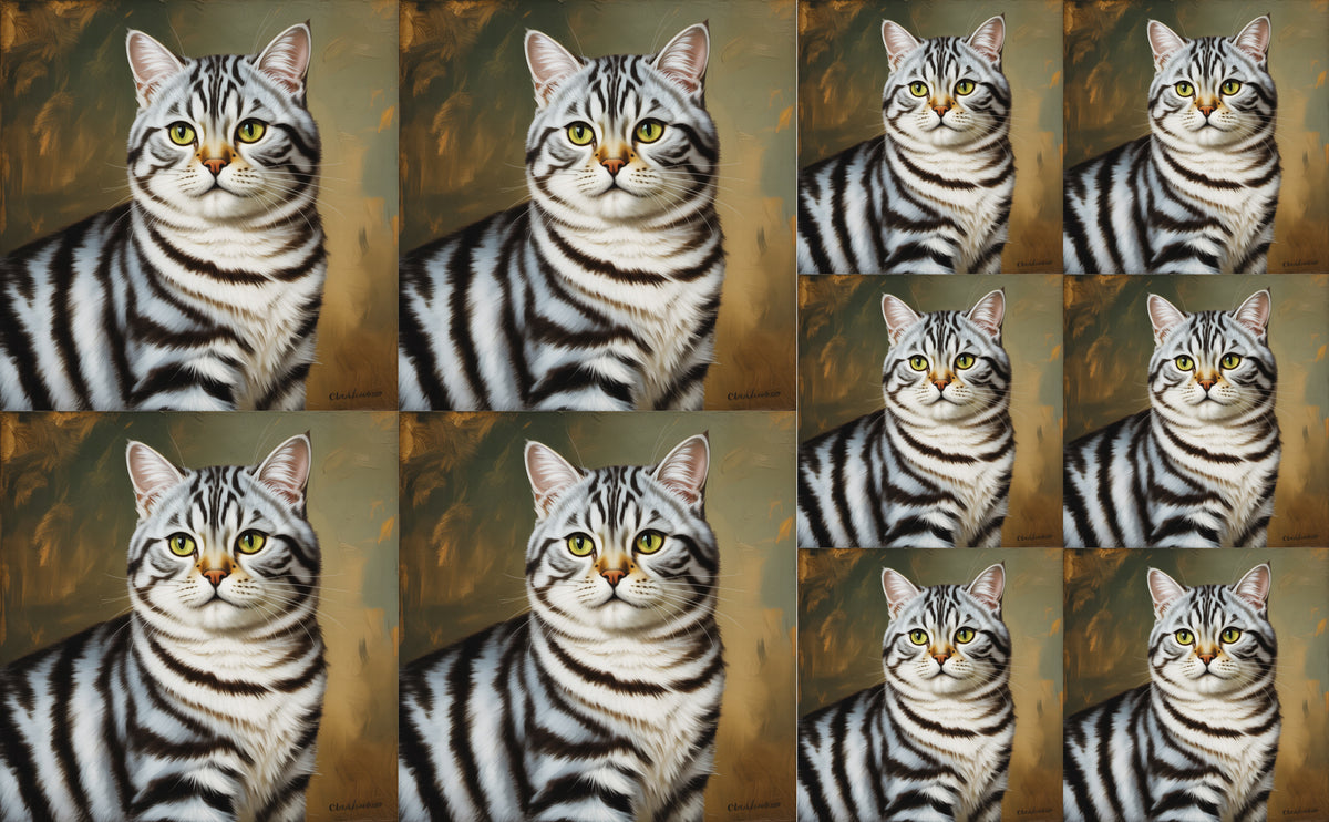 DecoCraft - Scenic Tiles Series - Oil Painting Pets - American Shorthair