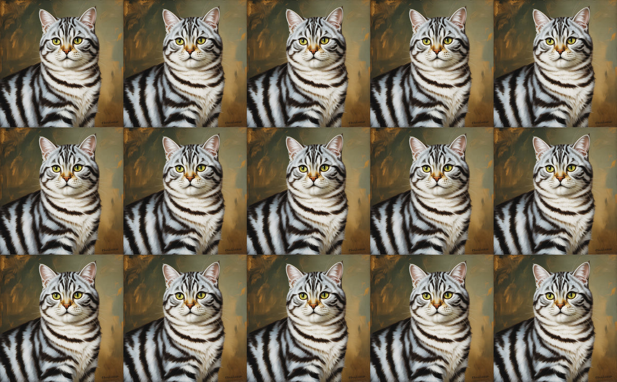 DecoCraft - Scenic Tiles Series - Oil Painting Pets - American Shorthair