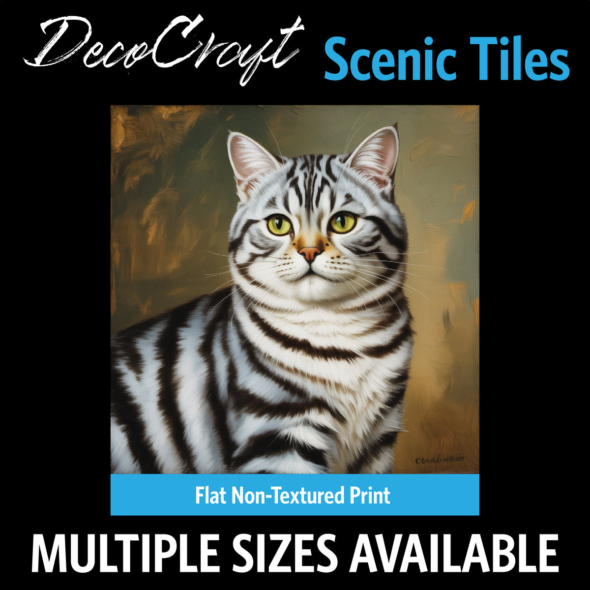 DecoCraft - Scenic Tiles Series - Oil Painting Pets - American Shorthair